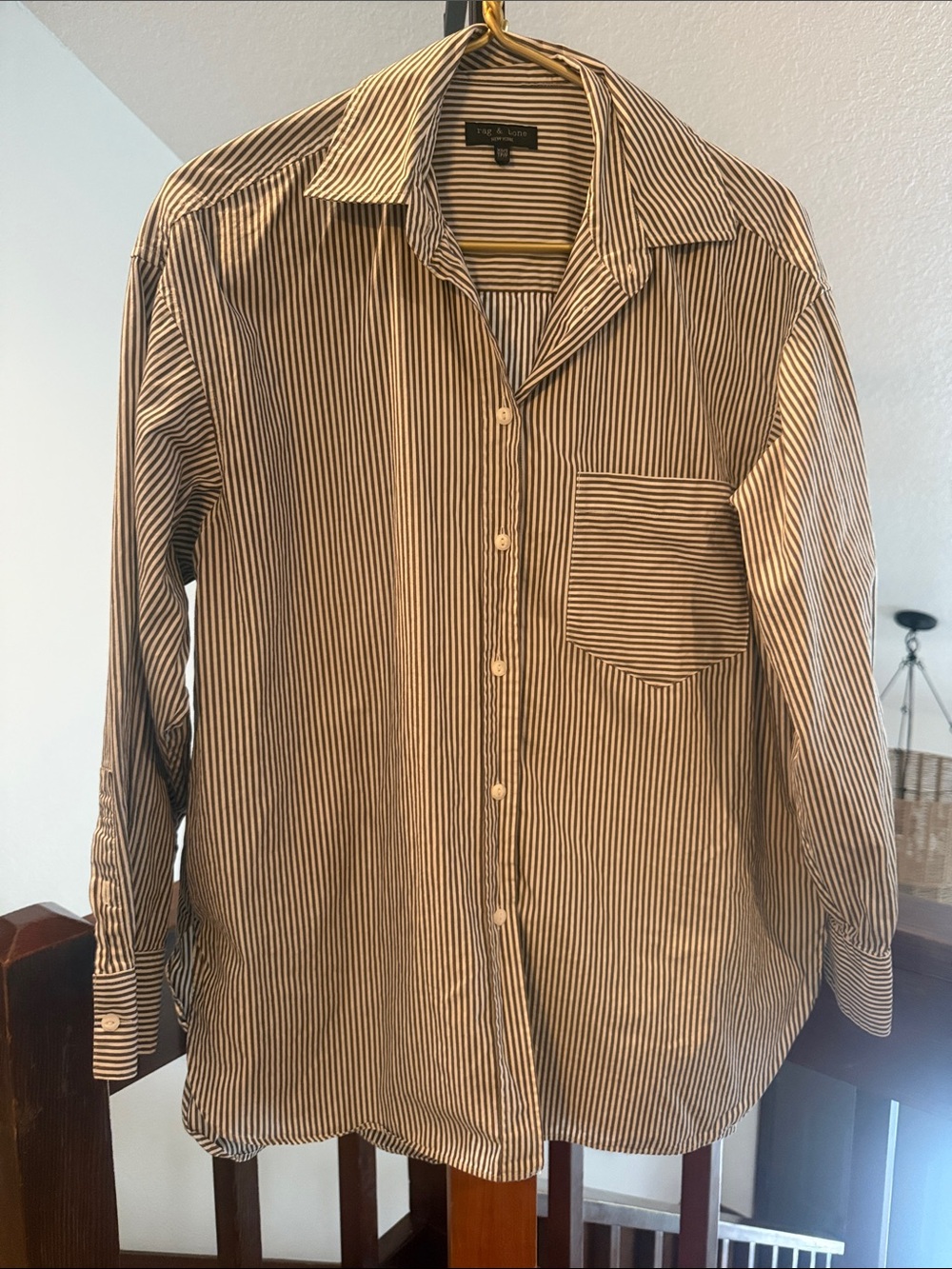 rag & bone Max Stripe Boyfriend Shirt Gravel Stripe XS/S